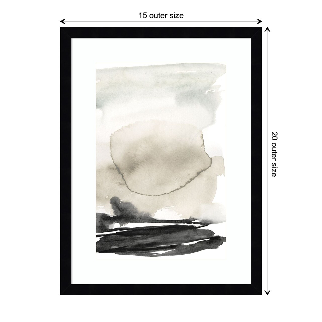 Ebony Horizon Triptych II by Jennifer Goldberger Wood Framed Wall Art Print